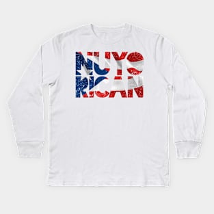Nuyorican - Puerto Rican - New Yorker - grunge design Kids Long Sleeve T-Shirt